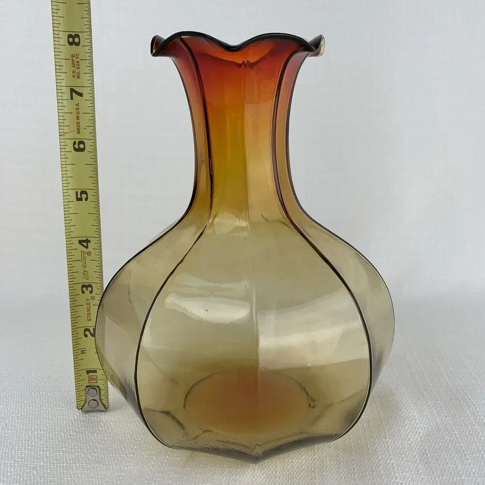 Vintage Tiara Amberina Vase 8